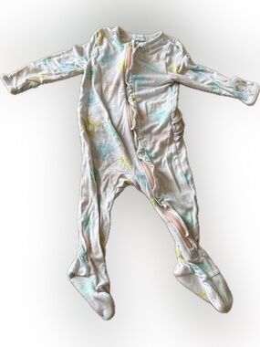 Angel Dear Baby Girls White Multi Pastel Footed One-Piece Sleepwear